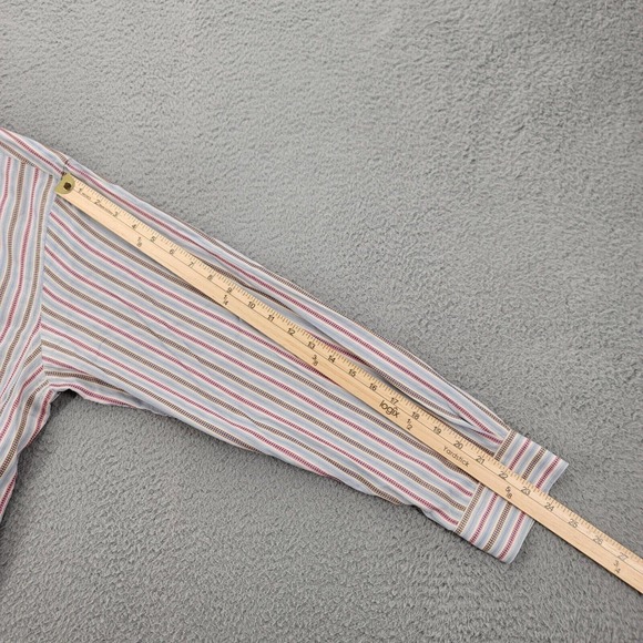 Alan Flusser Shirt Mens XL Blue Red Striped Long Sleeve Classic Button Down - Picture 11 of 13